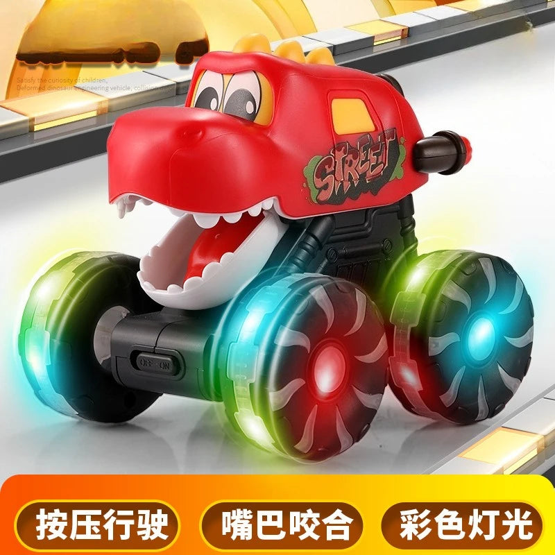 “DinoGlow™ Light-Up Car – Flashing Inertia Toy with LED Wheels | Perfect Christmas Gift for Kids”