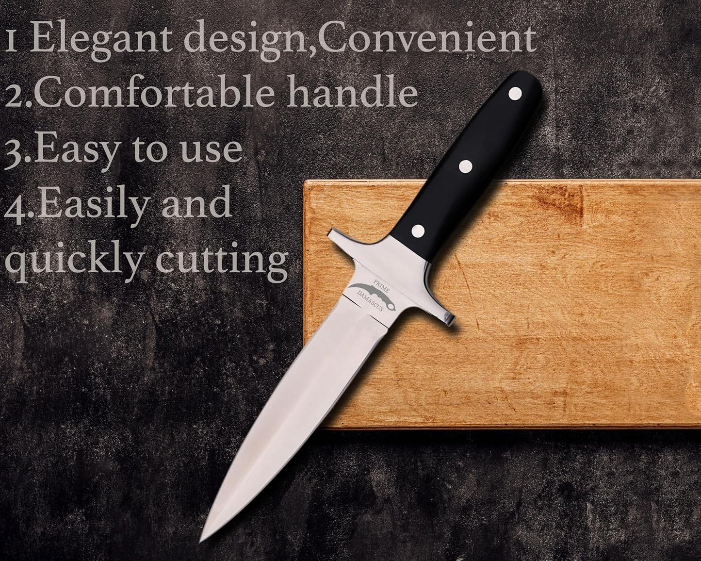 Full Tang Dagger Knife with Leather Sheath- Double Edge Knife for Outdoor Work- Best Handmade Gift