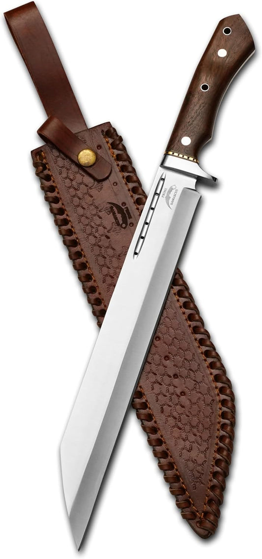 Custom Handmade Viking Seax machete with Sheath- Medieval Warrior Celtic Seax Blade with Engraved Wooden Handle- Collectible Historical Gift