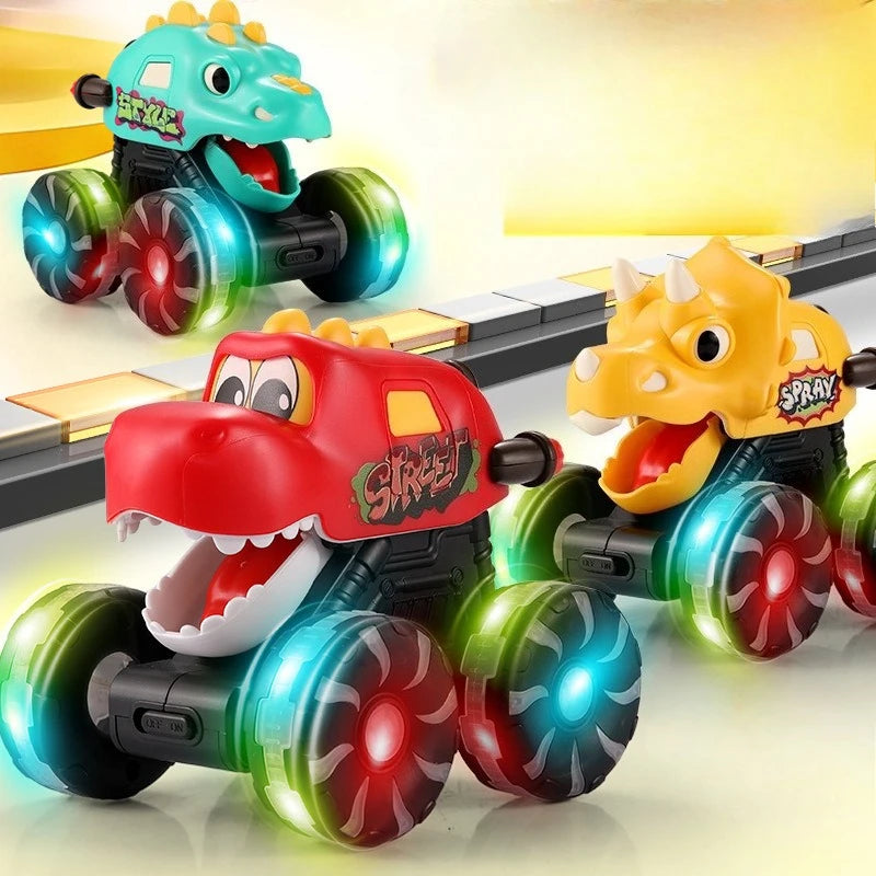 “DinoGlow™ Light-Up Car – Flashing Inertia Toy with LED Wheels | Perfect Christmas Gift for Kids”