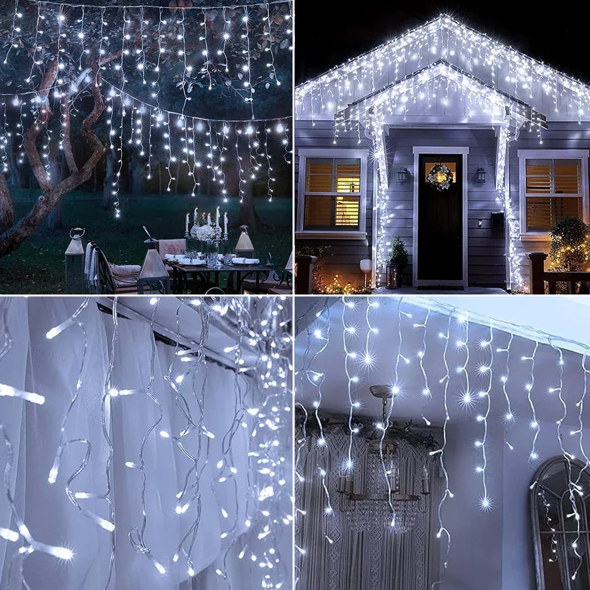 Solar LED Icicle Christmas Lights