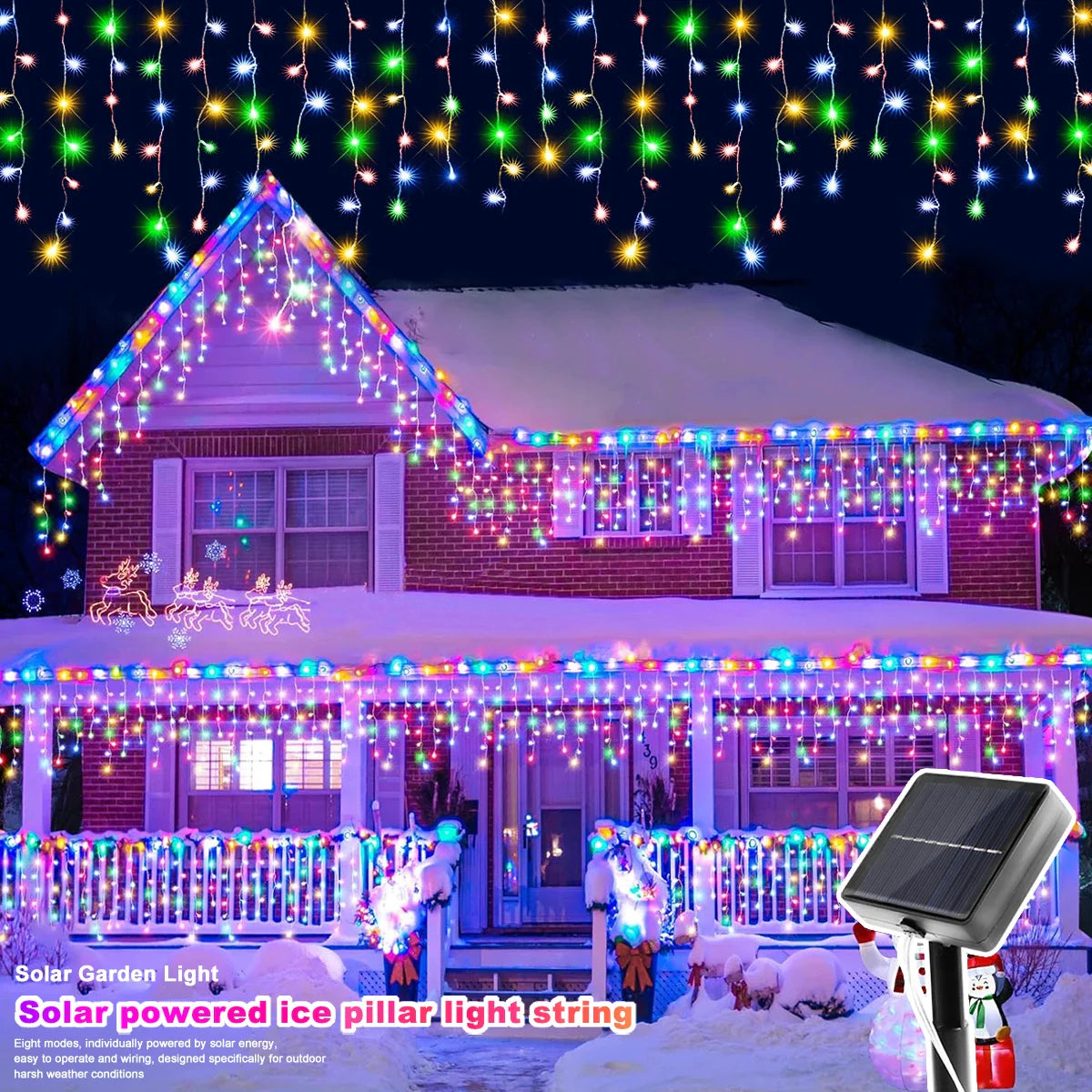 Solar LED Icicle Christmas Lights