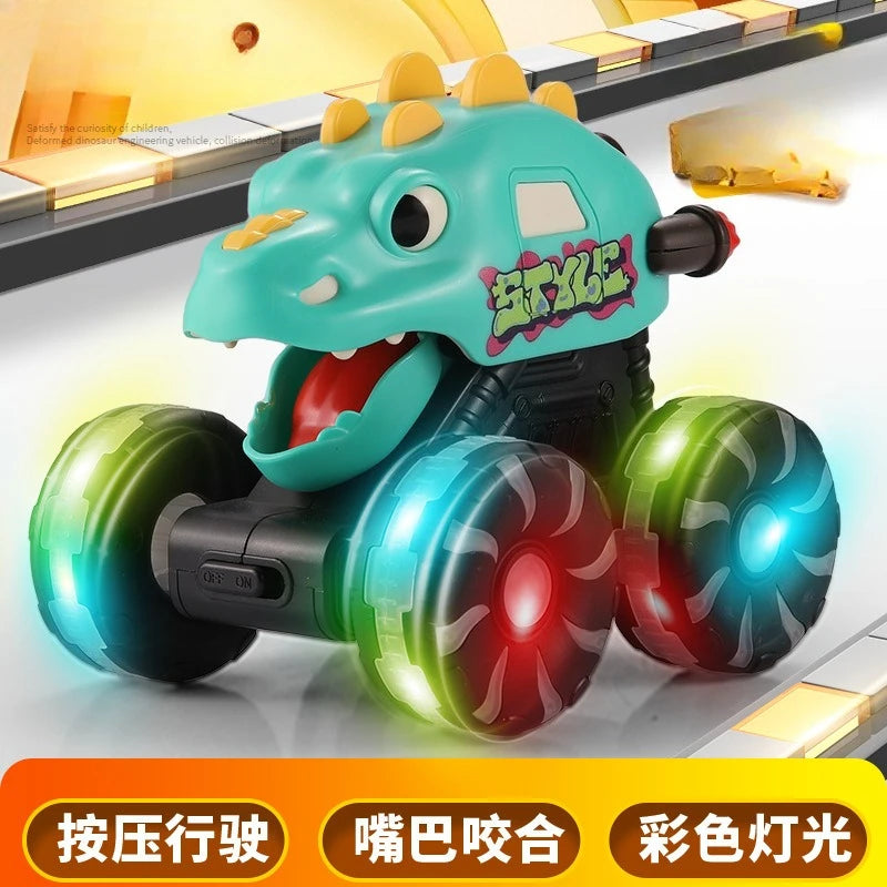 “DinoGlow™ Light-Up Car – Flashing Inertia Toy with LED Wheels | Perfect Christmas Gift for Kids”
