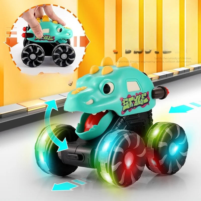 “DinoGlow™ Light-Up Car – Flashing Inertia Toy with LED Wheels | Perfect Christmas Gift for Kids”