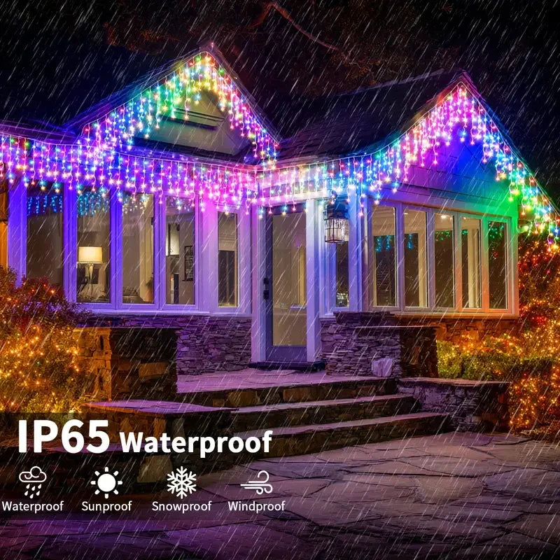 Solar LED Icicle Christmas Lights