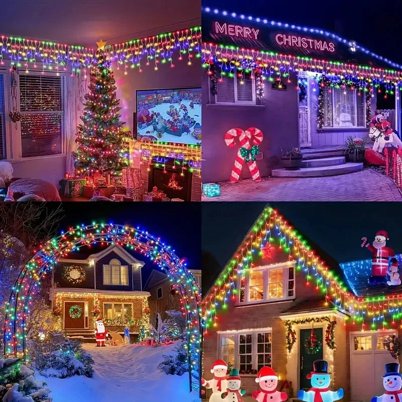 Solar LED Icicle Christmas Lights