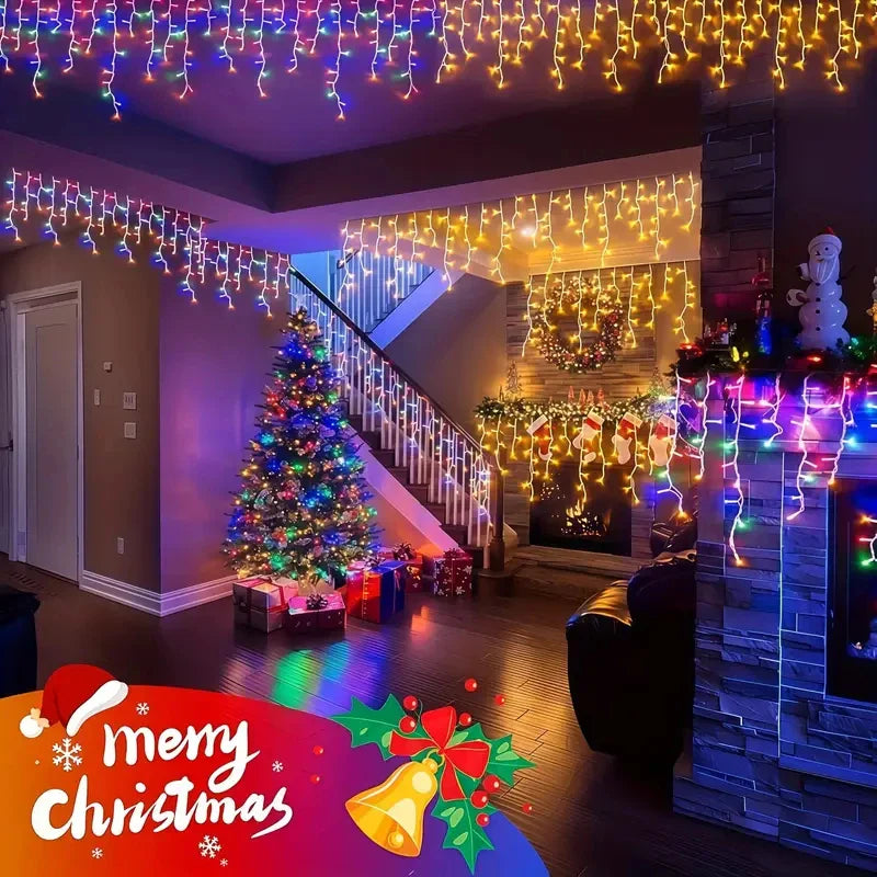 Solar LED Icicle Christmas Lights