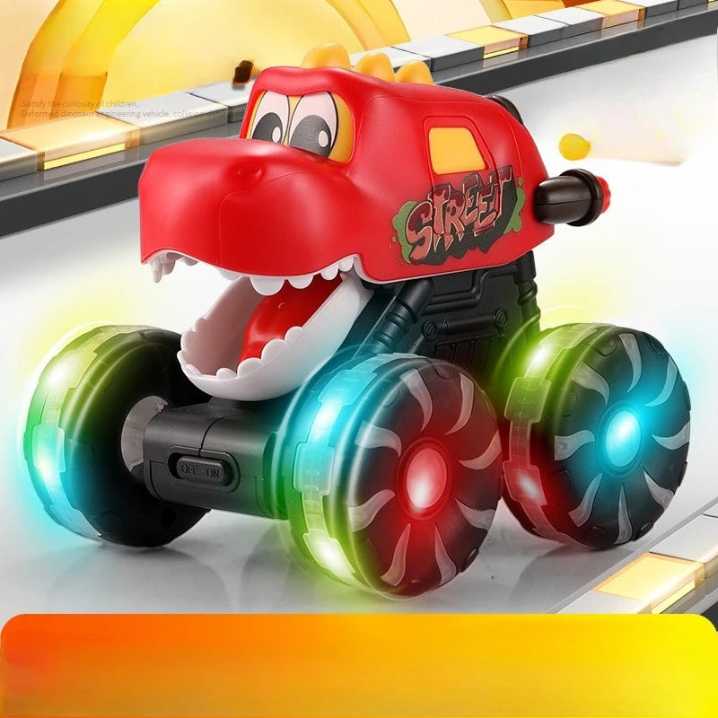 “DinoGlow™ Light-Up Car – Flashing Inertia Toy with LED Wheels | Perfect Christmas Gift for Kids”