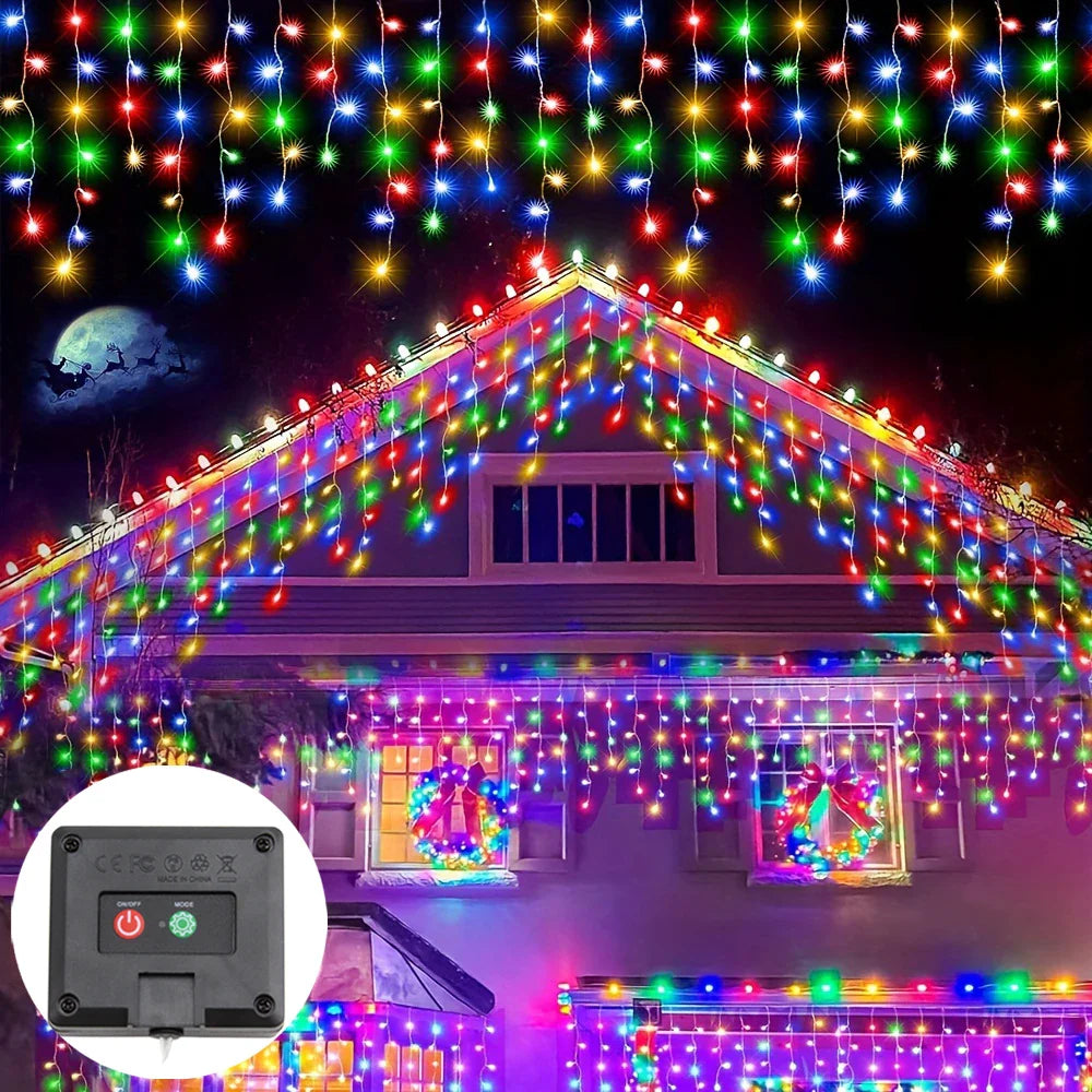 Solar LED Icicle Christmas Lights
