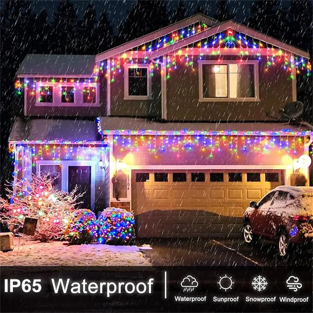 Solar LED Icicle Christmas Lights