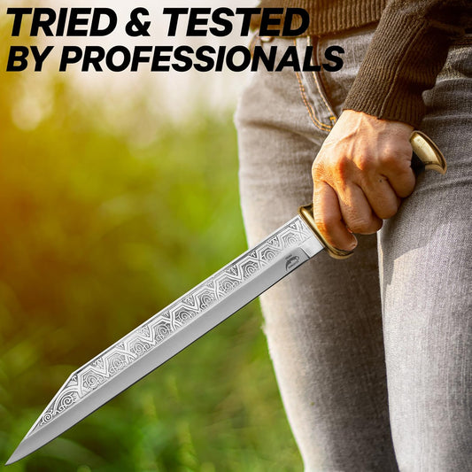 Medieval Warrior Celtic Seax Blade with Wooden Handle- Collectible Historical Gift