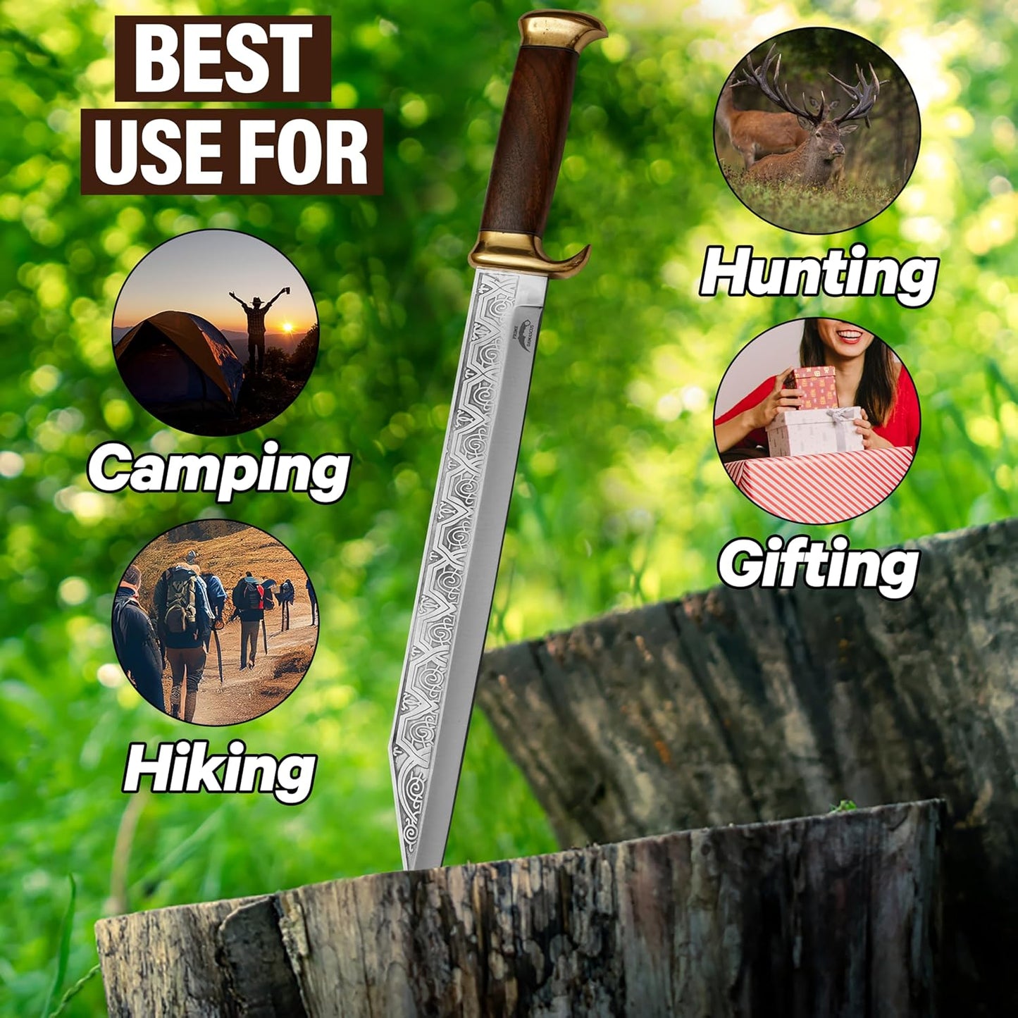 Medieval Warrior Celtic Seax Blade with Wooden Handle- Collectible Historical Gift