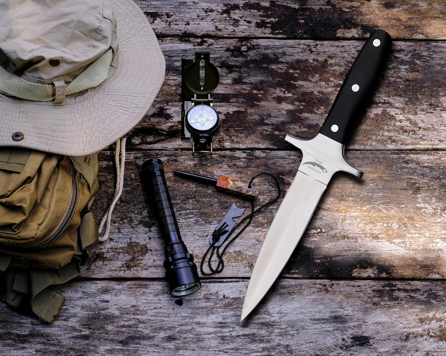 Full Tang Dagger Knife with Leather Sheath- Double Edge Knife for Outdoor Work- Best Handmade Gift