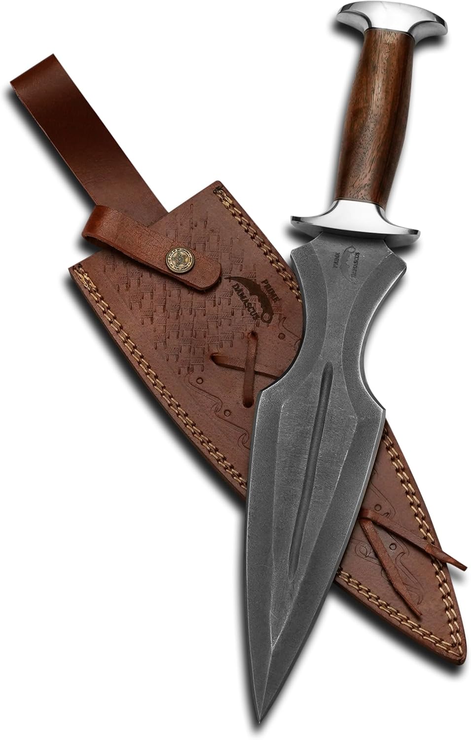 Handmade Dagger Knife with Leather Sheath- Double Edge Knife for Camping Work- Best Handmade Gif