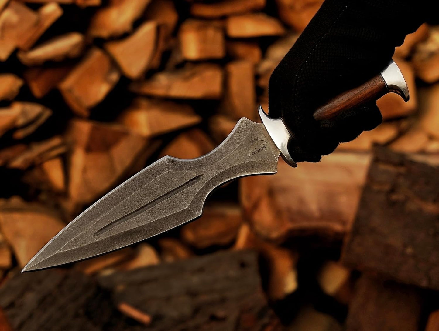 Handmade Dagger Knife with Leather Sheath- Double Edge Knife for Camping Work- Best Handmade Gif