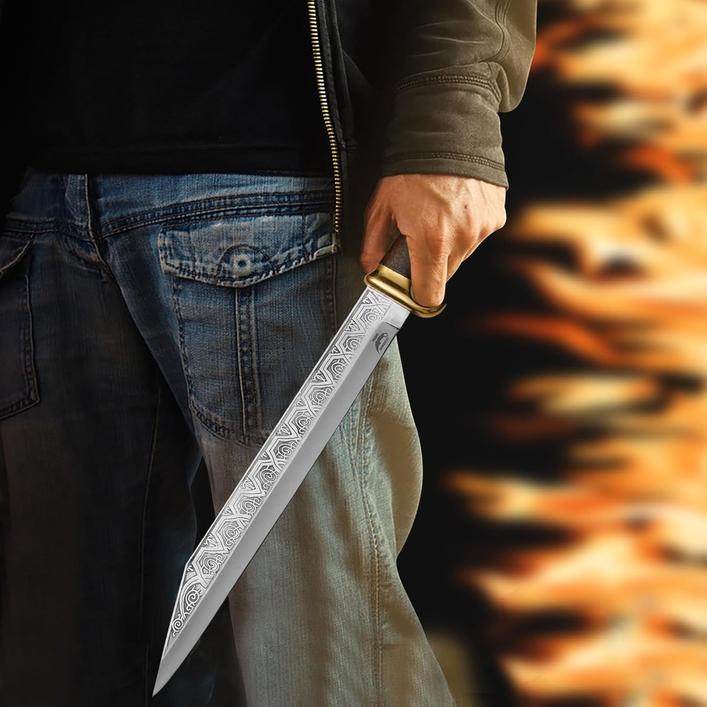 Medieval Warrior Celtic Seax Blade with Wooden Handle- Collectible Historical Gift